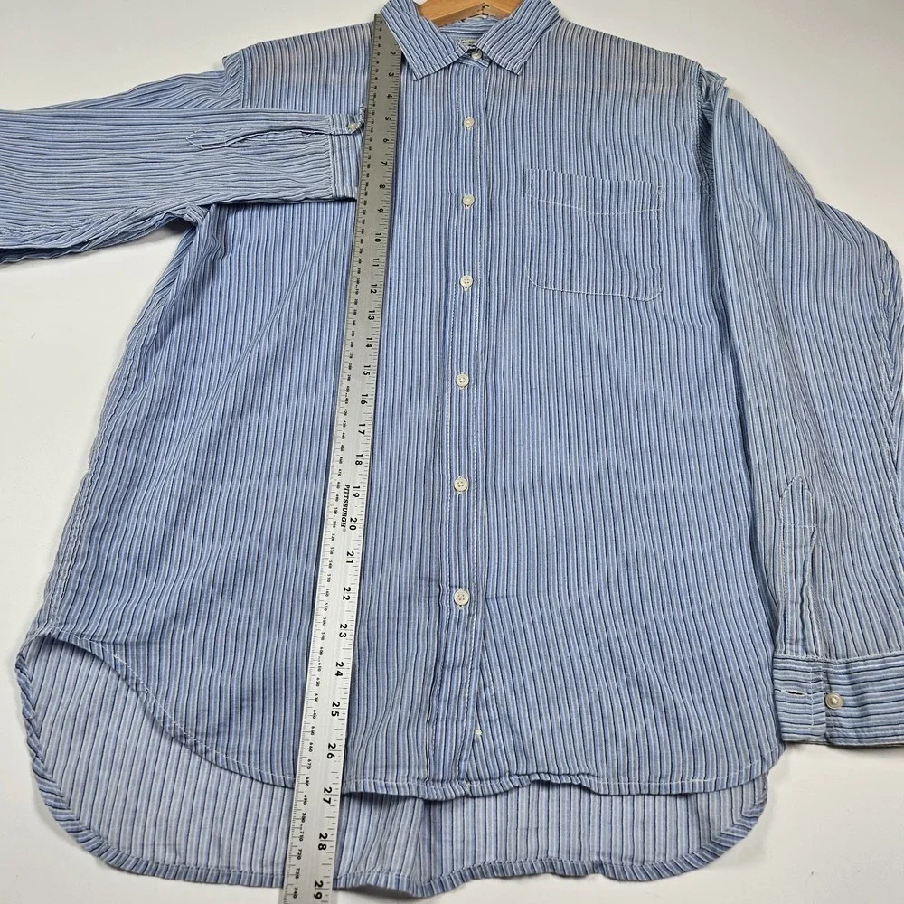 Denim & Supply Ralph Lauren Blue Womens Button Up Shirt Stripe Lightweight Large - Picture 5 of 6
